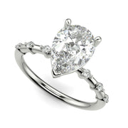 Ariana Pear Cut Pave 4 Prong Petite Engagement Ring Setting - Nivetta